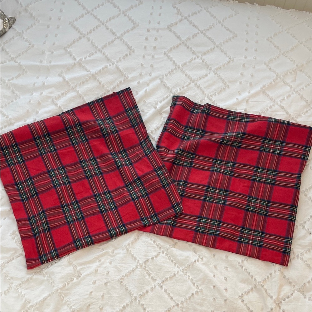 Red Plaid Pillow Covers set of two new